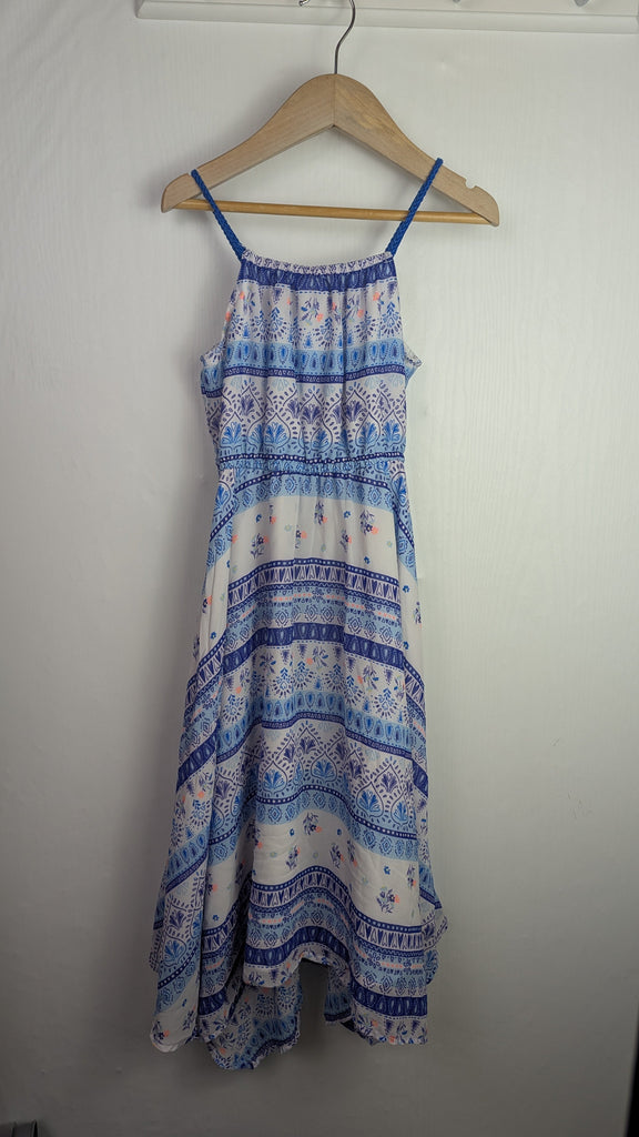 H&M Blue Floral Mesh Layered Dress - Girls 6-7 Years Little Ones Preloved Used, Preloved, Preworn Baby, Girls & Boys Clothes. Kids & Children's second hand Clothing UK Online. Cheap affordable. Brands including Next, Joules, Nutmeg Morrisons, TU, F&F, H&M.