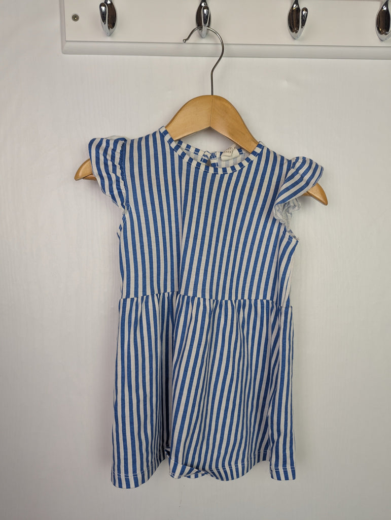 H&M Blue Striped Dress - Girls 6-9 Months Little Ones Preloved Used, Preloved, Preworn Baby, Girls & Boys Clothes. Kids & Children's second hand Clothing UK Online. Cheap affordable. Brands including Next, Joules, Nutmeg Morrisons, TU, F&F, H&M.