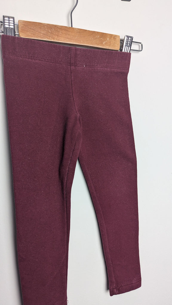 H&M Burgundy Leggings - Girls 2-3 Years Little Ones Preloved Used, Preloved, Preworn & Second Hand Baby, Kids & Children's Clothing UK Online. Cheap affordable. Brands including Next, Joules, Nutmeg Morrisons, TU, F&F, H&M.