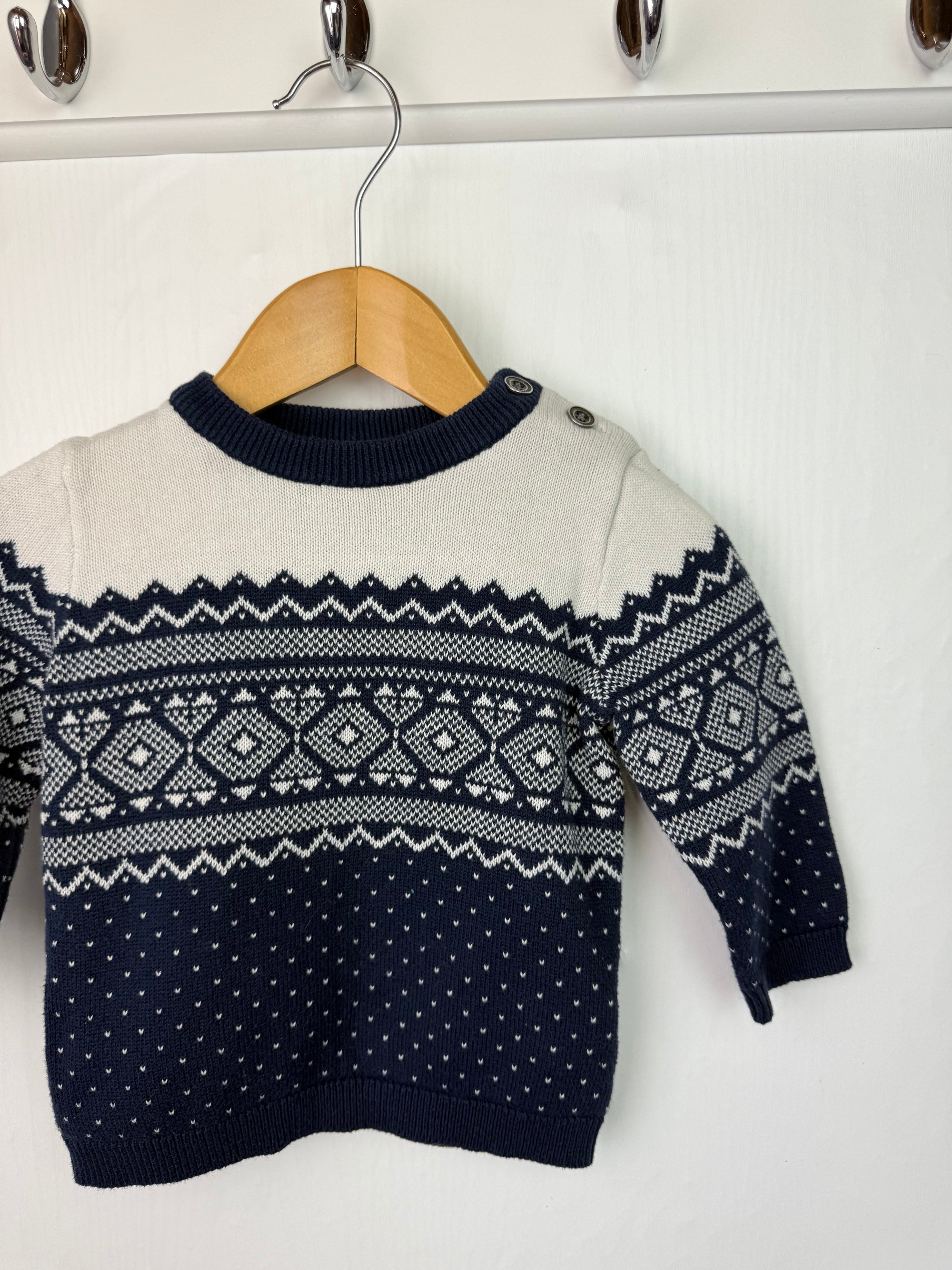 H&M Cream & Navy Knit Jumper - Boys 4 - 6 Months - Little Ones Preloved. Second Hand Children's & Preloved Baby, Kids, Girls & Boys Clothes. UK online