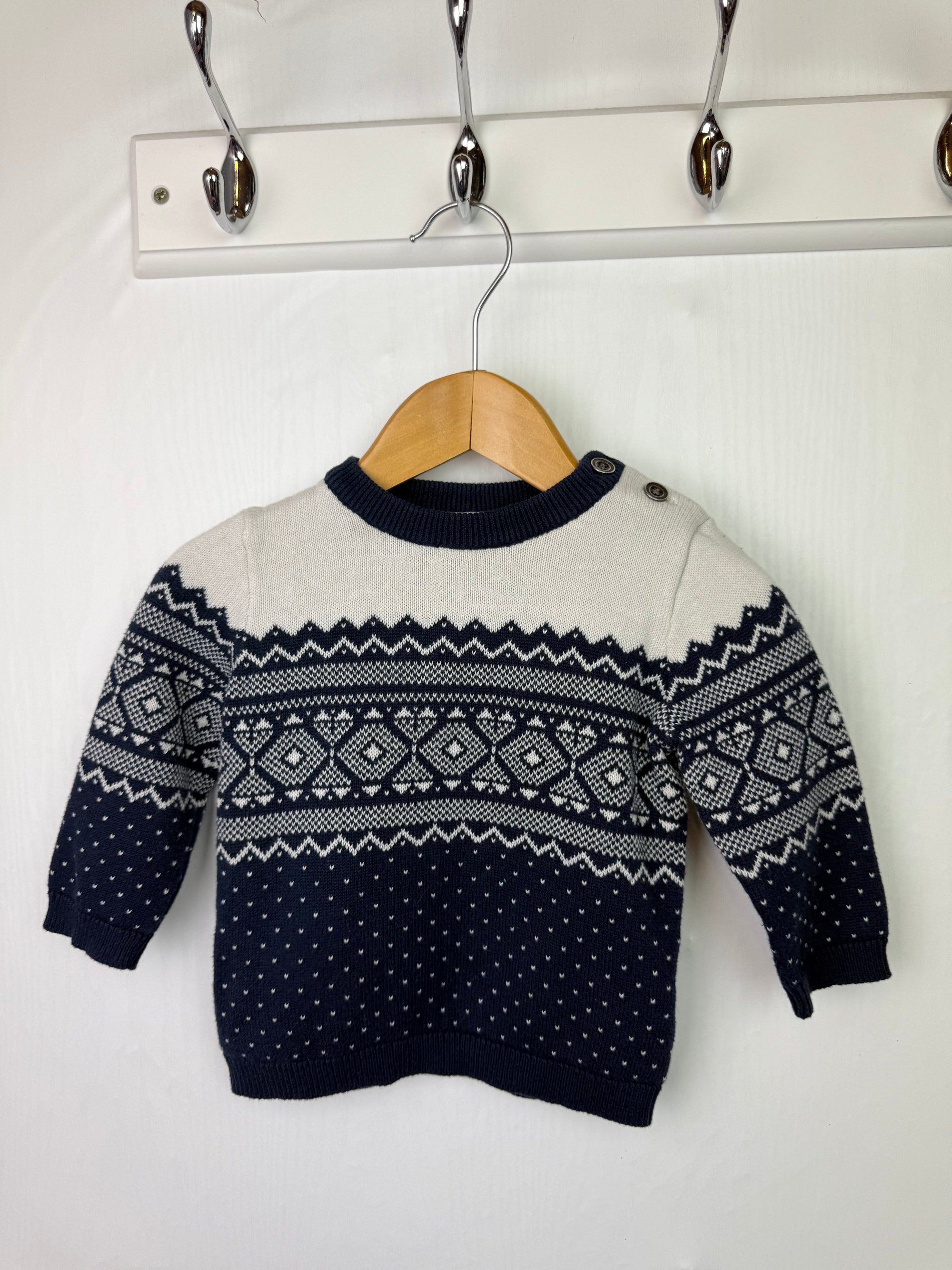 H&M Cream & Navy Knit Jumper - Boys 4 - 6 Months - Little Ones Preloved. Second Hand Children's & Preloved Baby, Kids, Girls & Boys Clothes. UK online
