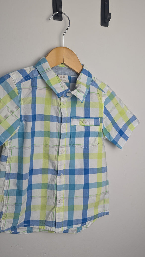 H&M Green & Blue Checked Shirt - Boys 12-18 Months Little Ones Preloved Used, Preloved, Preworn & Second Hand Baby, Kids & Children's Clothing UK Online. Cheap affordable. Brands including Next, Joules, Nutmeg Morrisons, TU, F&F, H&M.