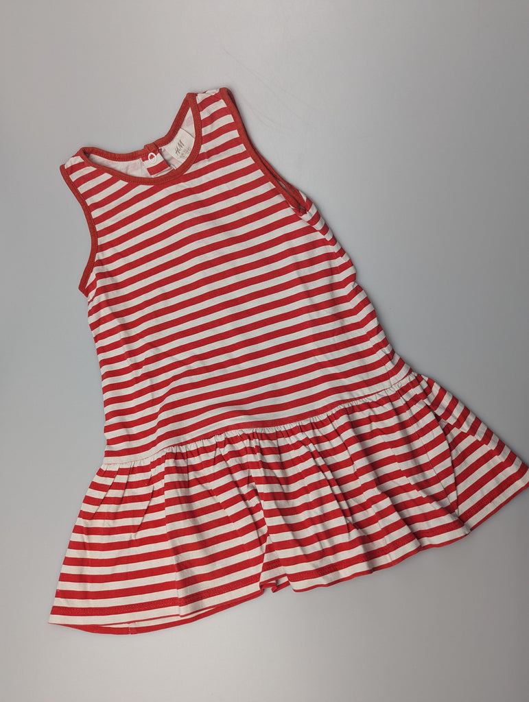 H&M Red Striped Dress - Girls 18-24 Months Little Ones Preloved Used, Preloved, Preworn Baby, Girls & Boys Clothes. Kids & Children's second hand Clothing UK Online. Cheap affordable. Brands including Next, Joules, Nutmeg Morrisons, TU, F&F, H&M.