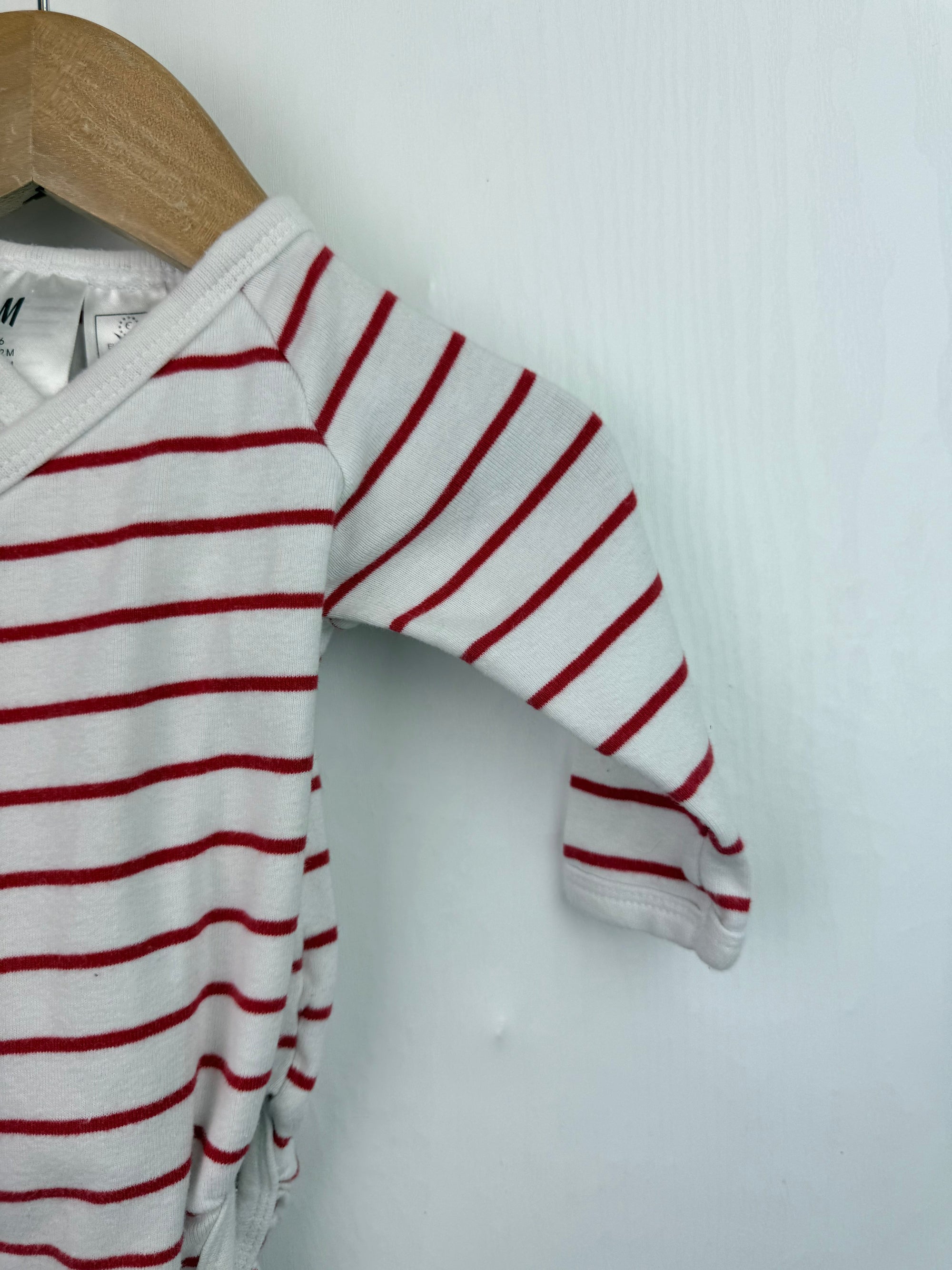 H&M Red Striped Wrap Bodysuit - Unisex 1 - 2 Months - Little Ones Preloved. Second Hand Children's & Preloved Baby, Kids, Girls & Boys Clothes. UK online