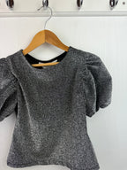 H&M Silver Puff Sleeve Top - Girls 6 - 8 Years - Little Ones Preloved. Second Hand Children's & Preloved Baby, Kids, Girls & Boys Clothes. UK online