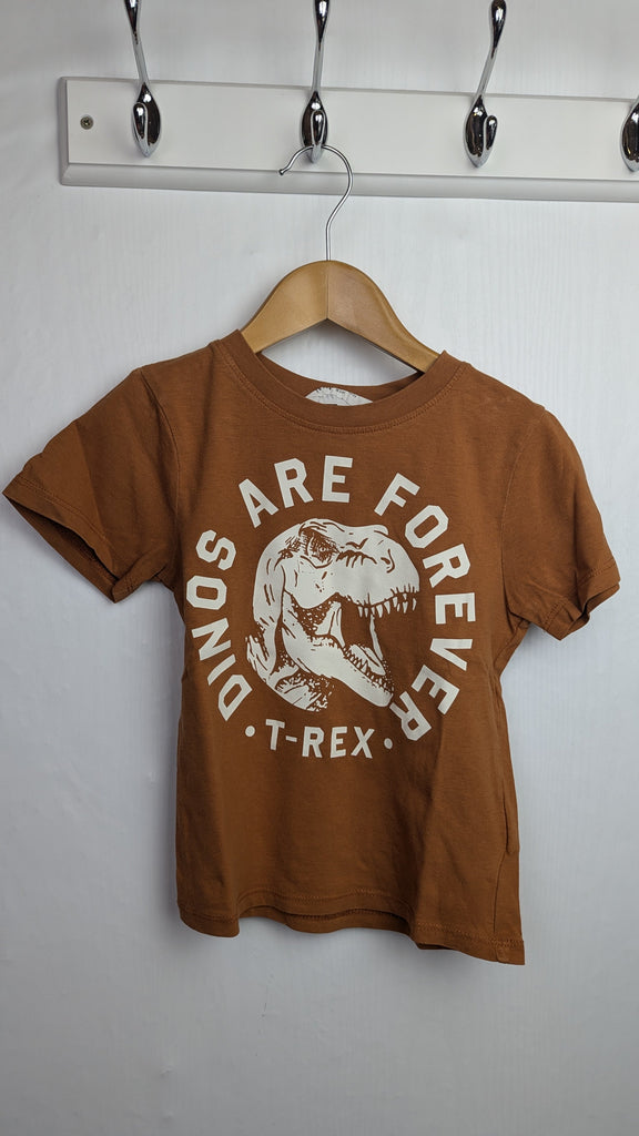 H&M Tan Dinosaur T-Rex Top - Boys 2-4 Years Little Ones Preloved Used, Preloved, Preworn & Second Hand Baby, Kids & Children's Clothing UK Online. Cheap affordable. Brands including Next, Joules, Nutmeg Morrisons, TU, F&F, H&M.