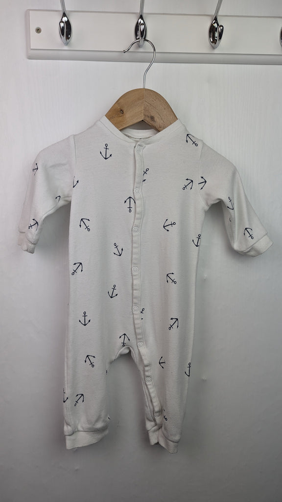 H&M White Anchor Romper - Unisex 2-4 Months Little Ones Preloved Used, Preloved, Preworn & Second Hand Baby, Kids & Children's Clothing UK Online. Cheap affordable. Brands including Next, Joules, Nutmeg Morrisons, TU, F&F, H&M.