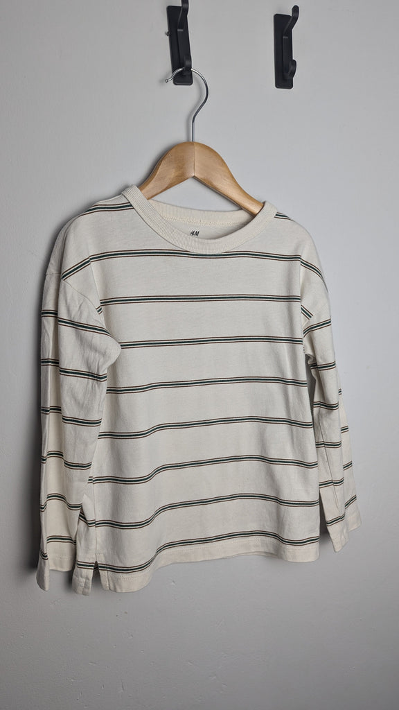 H&M White & Green Striped Top - Boys 4-6 Years Little Ones Preloved Used, Preloved, Preworn & Second Hand Baby, Kids & Children's Clothing UK Online. Cheap affordable. Brands including Next, Joules, Nutmeg Morrisons, TU, F&F, H&M.