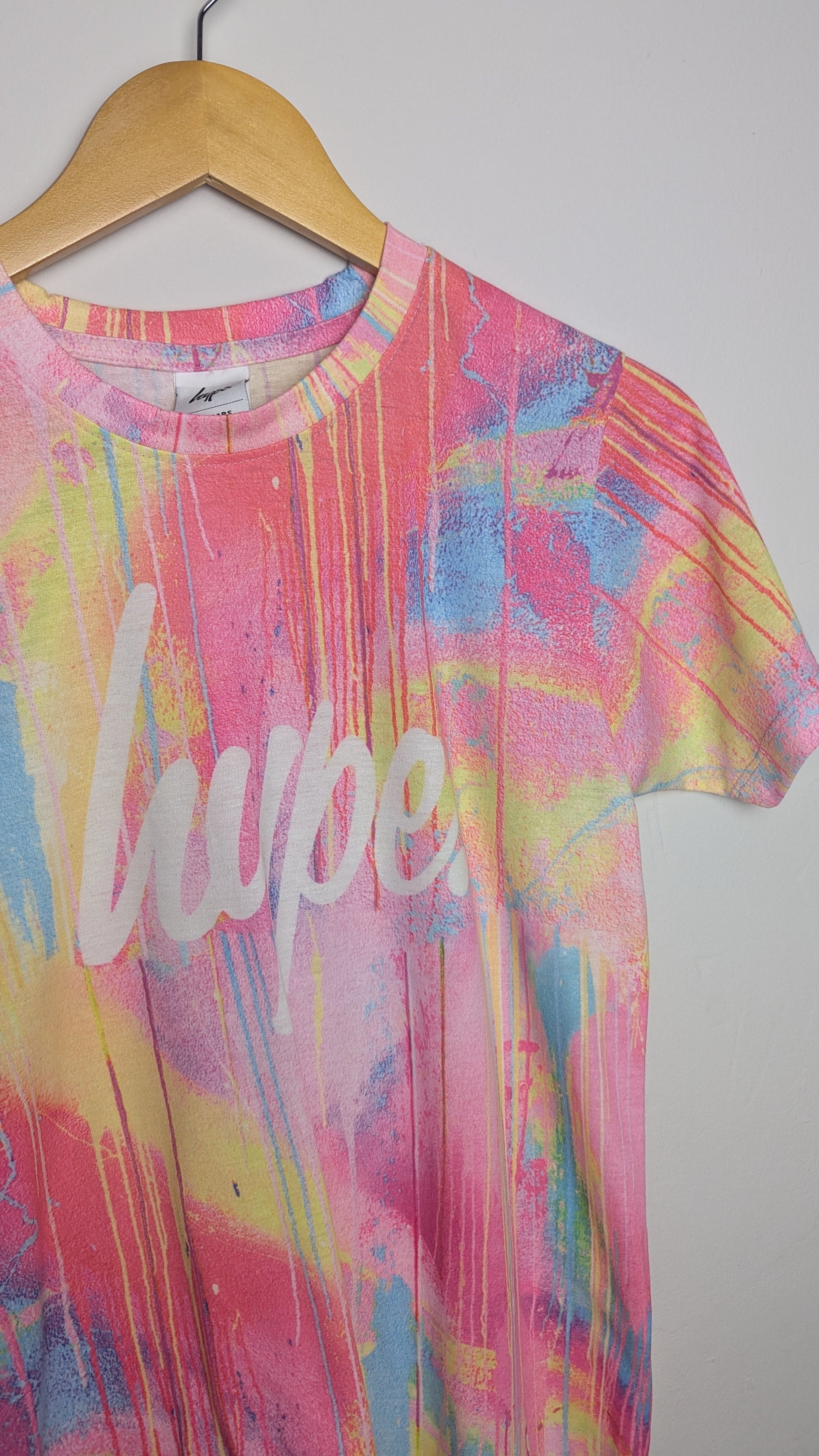 Hype Pink Paint Drip Short Sleeve Top - Girls 13 Years - Little Ones Preloved. Second Hand Children's & Preloved Baby, Kids, Girls & Boys Clothes. UK online