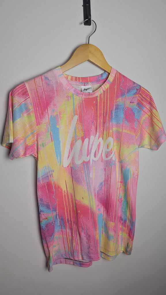 Hype Pink Paint Drip Short Sleeve Top - Girls 13 Years Little Ones Preloved Used, Preloved, Preworn Baby, Girls & Boys Clothes. Kids & Children's second hand Clothing UK Online. Cheap affordable. Brands including Next, Joules, Nutmeg Morrisons, TU, F&F, H&M.