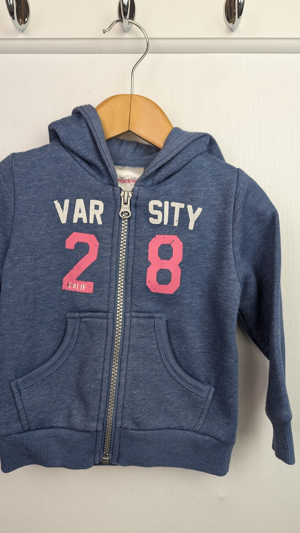 Impidimpi Varsity Blue Zip Hoodie - Girls 9 - 12 Months - Little Ones Preloved. Second Hand Children's & Preloved Baby, Kids, Girls & Boys Clothes. UK online