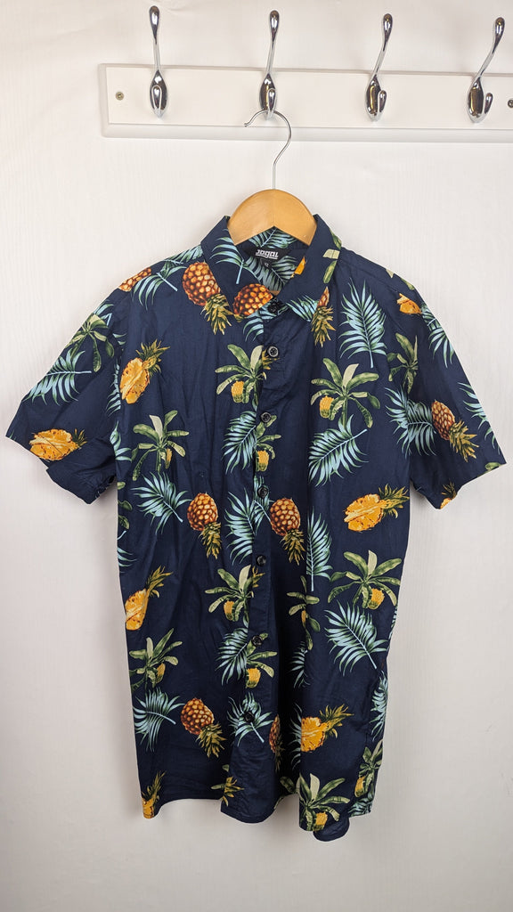 Jogal Navy Tropical Shirt - Boys 12 Years Little Ones Preloved Used, Preloved, Preworn Baby, Girls & Boys Clothes. Kids & Children's second hand Clothing UK Online. Cheap affordable. Brands including Next, Joules, Nutmeg Morrisons, TU, F&F, H&M.