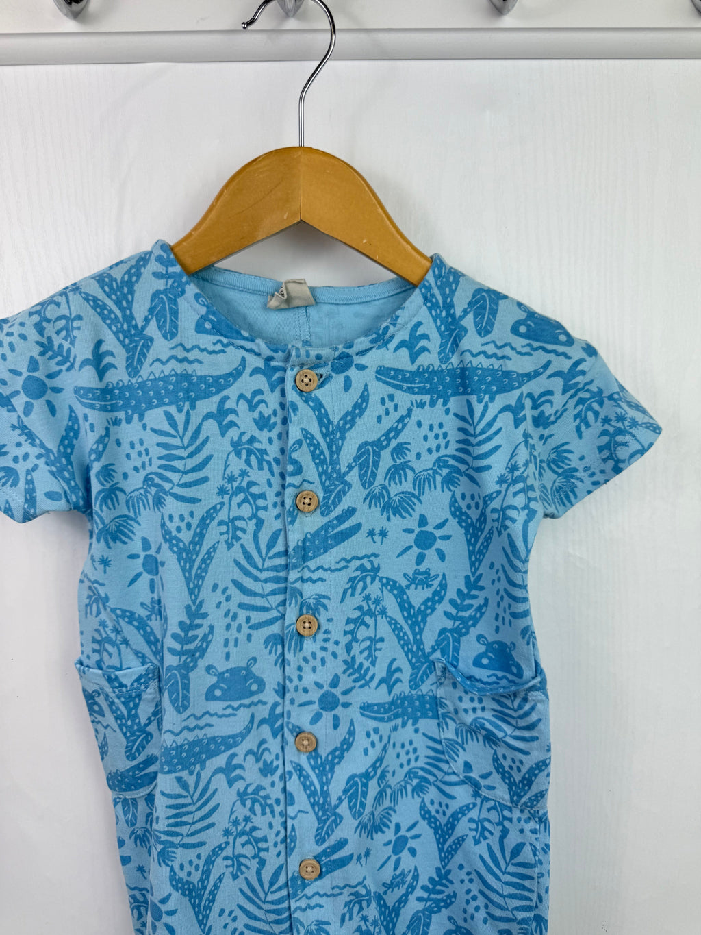 John Lewis Blue Rain Forest Romper - Boys 9 - 12 Months - Little Ones Preloved. Second Hand Children's & Preloved Baby, Kids, Girls & Boys Clothes. UK online