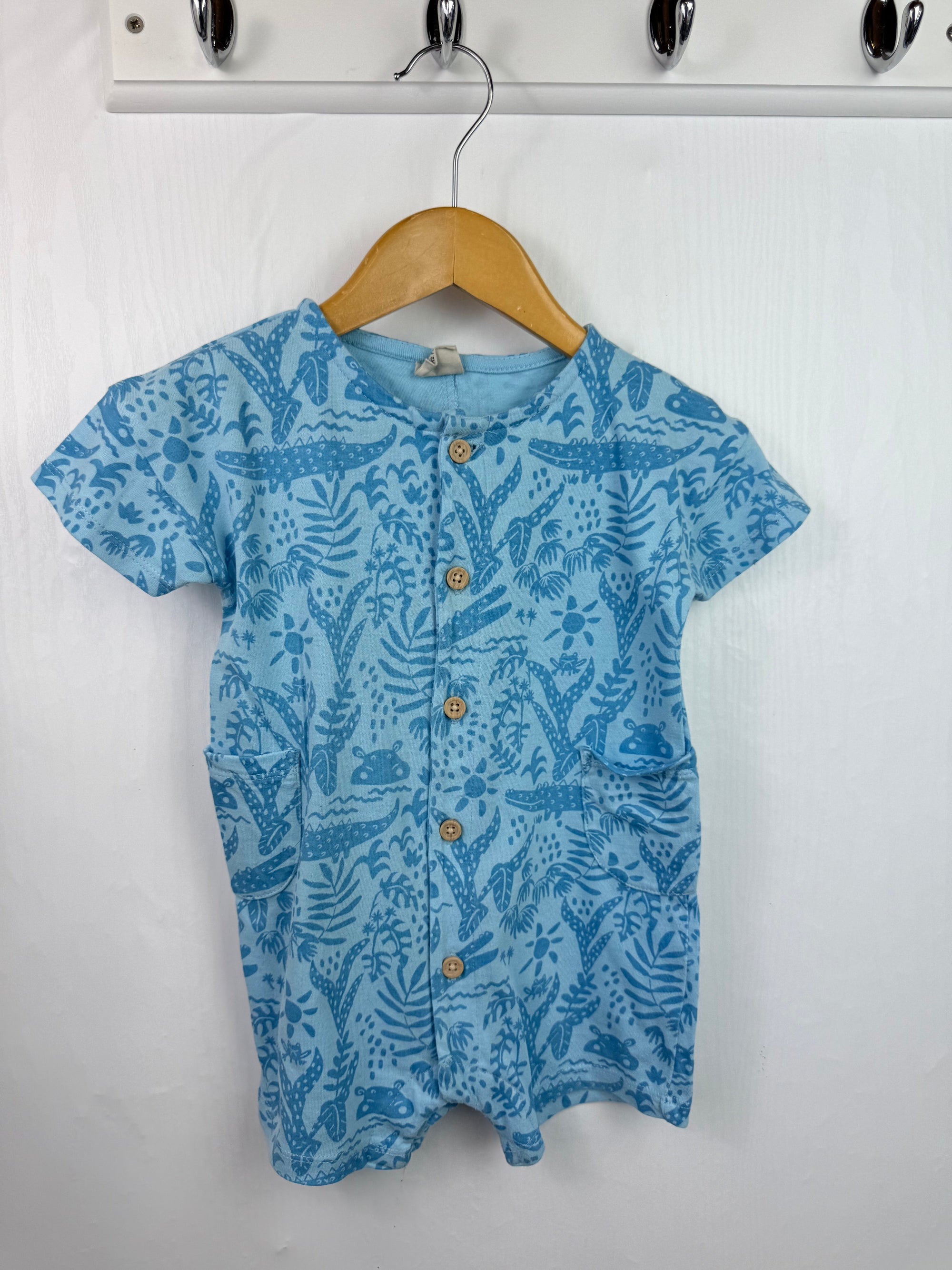 John Lewis Blue Rain Forest Romper - Boys 9 - 12 Months - Little Ones Preloved. Second Hand Children's & Preloved Baby, Kids, Girls & Boys Clothes. UK online