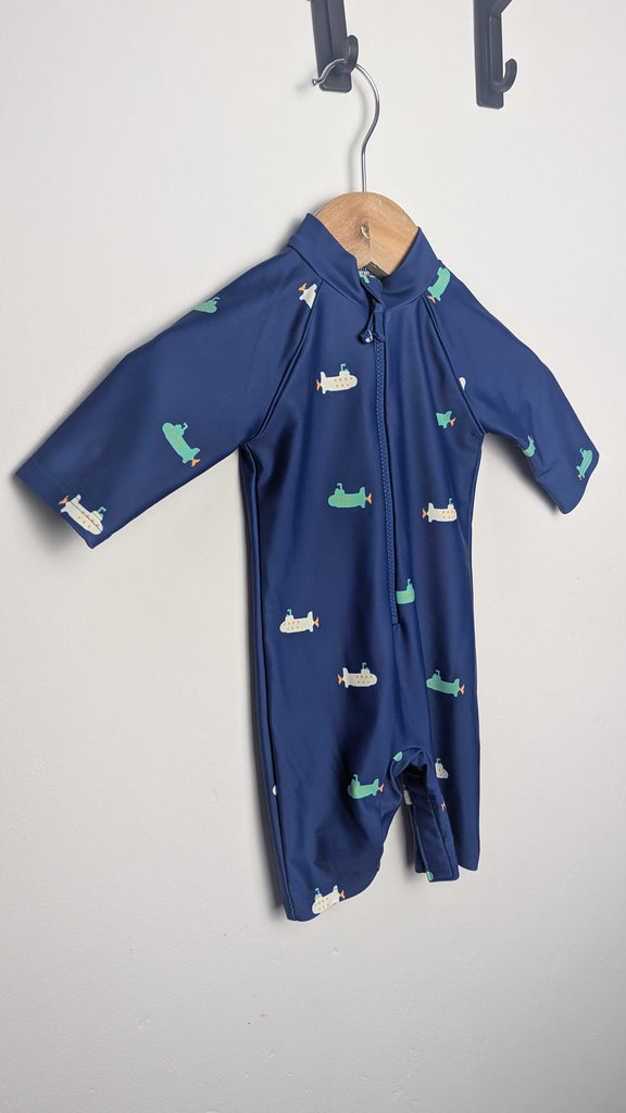 John Lewis Navy Submarine Swimsuit - Boys 3-6 Months Little Ones Preloved Used, Preloved, Preworn & Second Hand Baby, Kids & Children's Clothing UK Online. Cheap affordable. Brands including Next, Joules, Nutmeg Morrisons, TU, F&F, H&M.