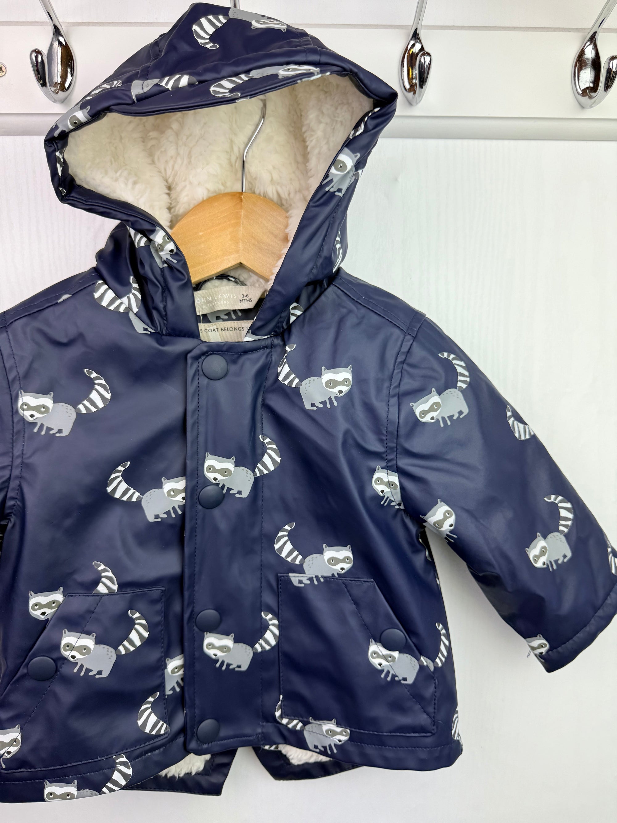 John Lewis Racoon Coat - Baby Boys 3 - 6 Months - Little Ones Preloved. Second Hand Children's & Preloved Baby, Kids, Girls & Boys Clothes. UK online