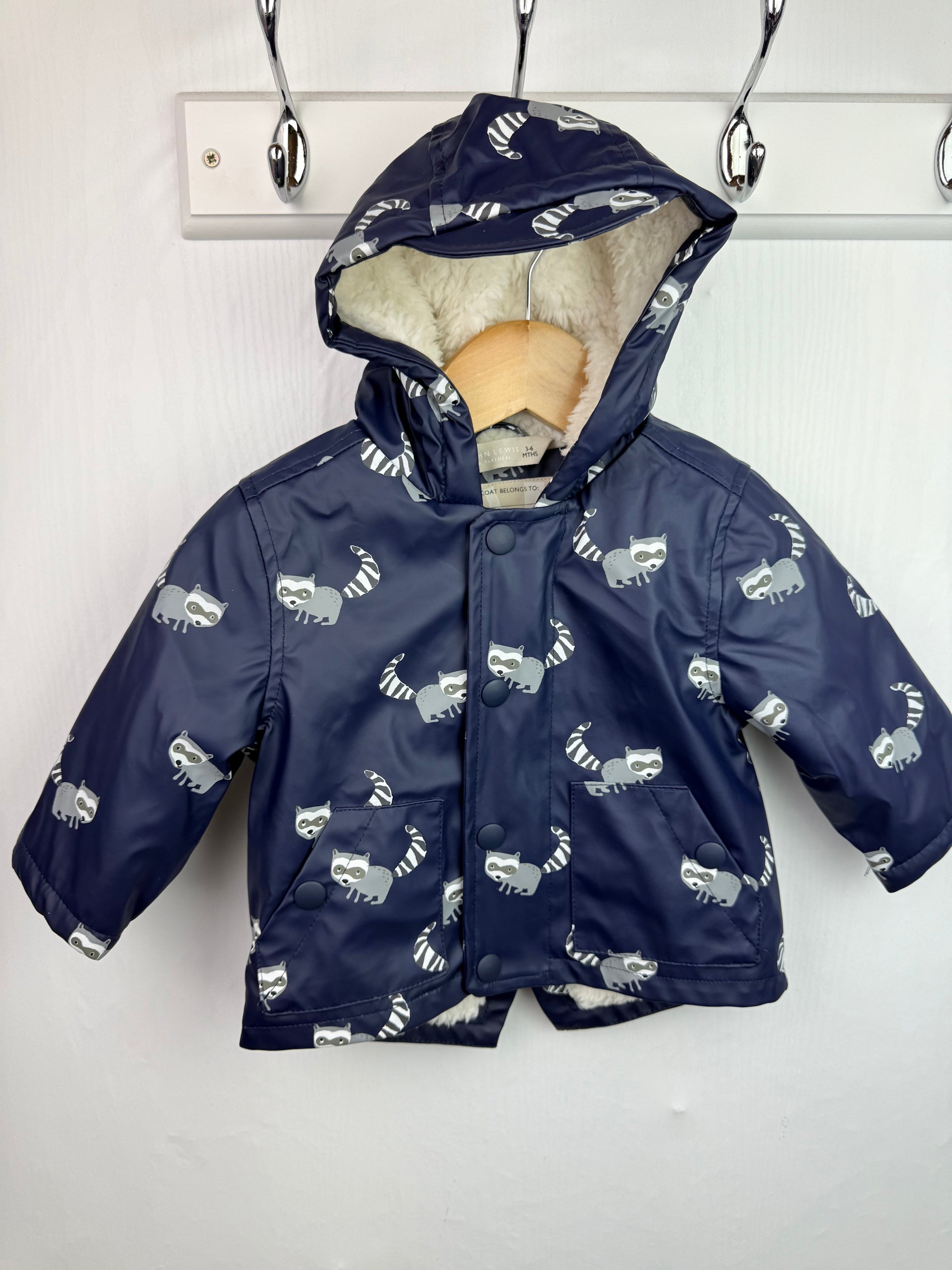 John Lewis Racoon Coat - Baby Boys 3 - 6 Months - Little Ones Preloved. Second Hand Children's & Preloved Baby, Kids, Girls & Boys Clothes. UK online