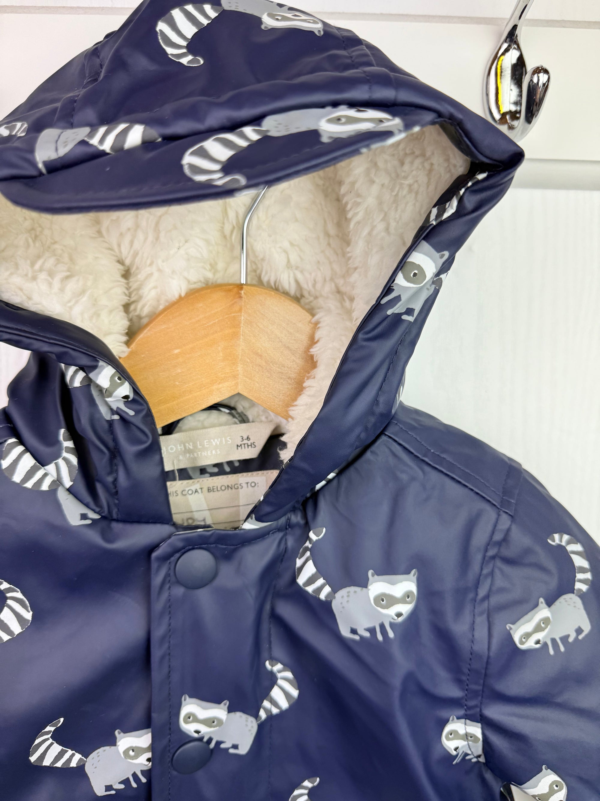 John Lewis Racoon Coat - Baby Boys 3 - 6 Months - Little Ones Preloved. Second Hand Children's & Preloved Baby, Kids, Girls & Boys Clothes. UK online
