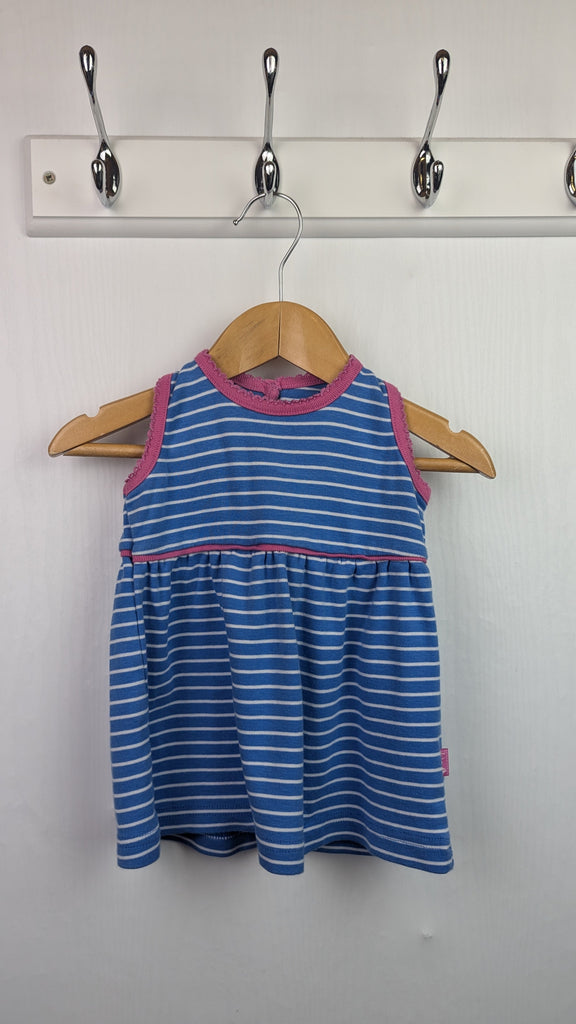 Jojo Maman Bebe Blue Striped Dress - Girls 3-6 Months Little Ones Preloved Used, Preloved, Preworn & Second Hand Baby, Kids & Children's Clothing UK Online. Cheap affordable. Brands including Next, Joules, Nutmeg Morrisons, TU, F&F, H&M.