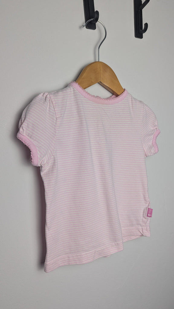 Jojo Maman Bebe Pink Striped Short Sleeve Top - Girls 12-18 Months Little Ones Preloved Used, Preloved, Preworn & Second Hand Baby, Kids & Children's Clothing UK Online. Cheap affordable. Brands including Next, Joules, Nutmeg Morrisons, TU, F&F, H&M.