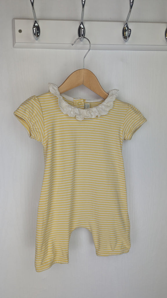 Jojo Maman Bebe Yellow Striped Romper - Girls 3-6 Months Jojo Maman Bebe Used, Preloved, Preworn & Second Hand Baby, Kids & Children's Clothing UK Online. Cheap affordable. Brands including Next, Joules, Nutmeg Morrisons, TU, F&F, H&M.