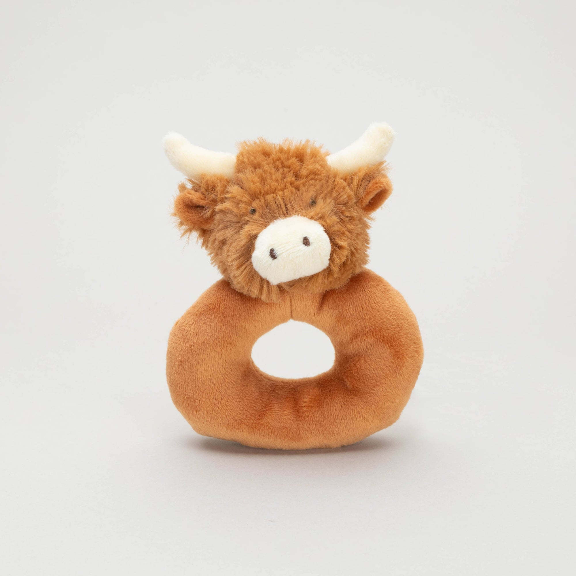 Jomanda Highland Brown Cow Baby Plush Rattle - 10CM - Little Ones Preloved. Second Hand Children's & Preloved Baby, Kids, Girls & Boys Clothes. UK online