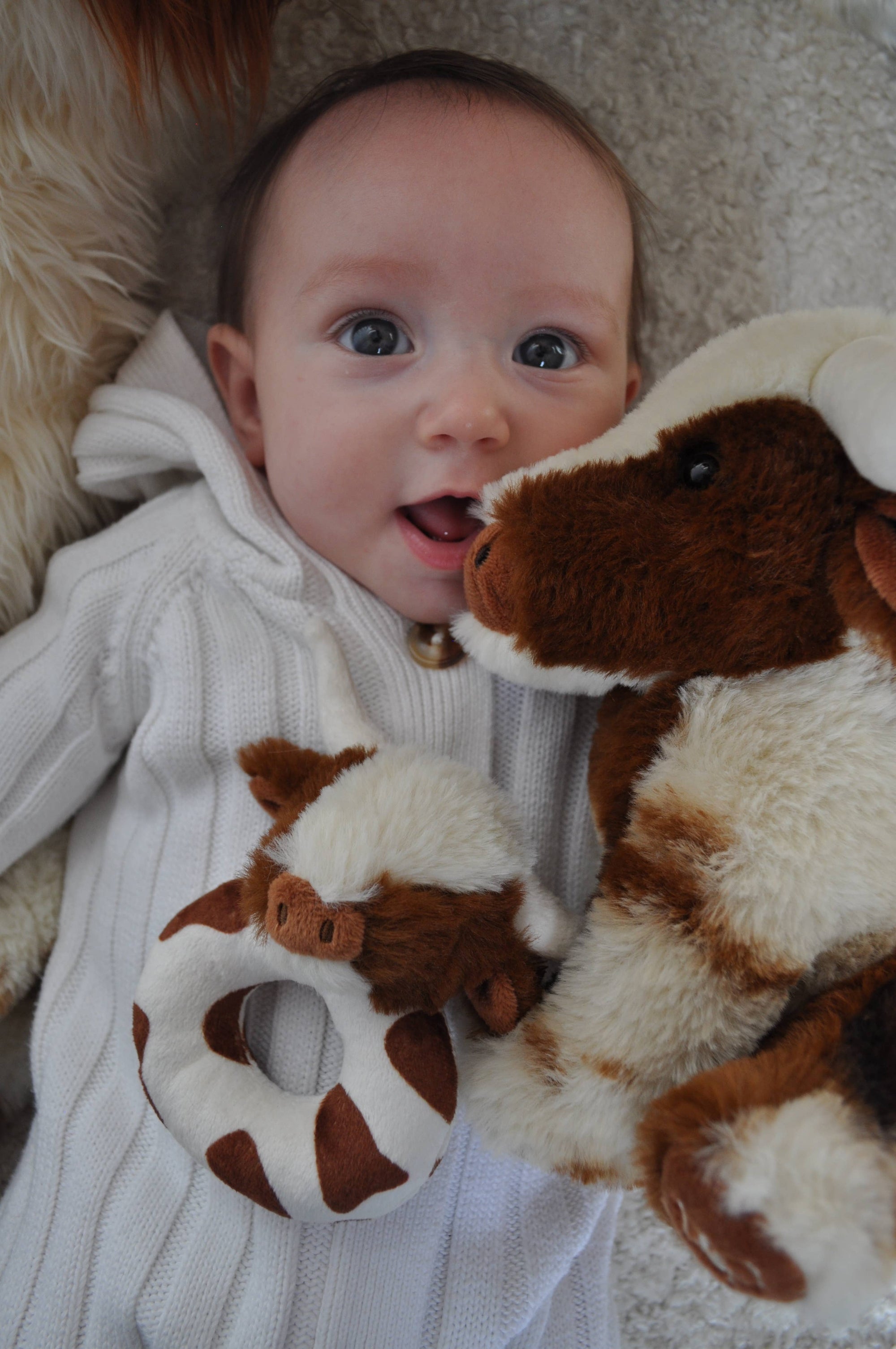 Jomanda Texas Longhorn Highland Brown Cow Baby Plush Rattle 10cm - Little Ones Preloved. Second Hand Children's & Preloved Baby, Kids, Girls & Boys Clothes. UK online