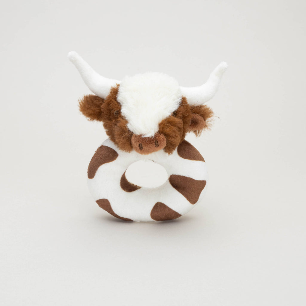 Jomanda Texas Longhorn Highland Brown Cow Baby Plush Rattle 10cm - Little Ones Preloved. Second Hand Children's & Preloved Baby, Kids, Girls & Boys Clothes. UK online