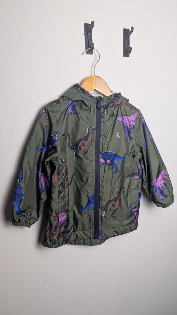 Joules Green Dinosaur Packaway Coat - Boys 2 Years Little Ones Preloved Used, Preloved, Preworn Baby, Girls & Boys Clothes. Kids & Children's second hand Clothing UK Online. Cheap affordable. Brands including Next, Joules, Nutmeg Morrisons, TU, F&F, H&M.