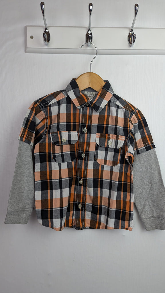 Kids Colours Orange Plaid Shirt - Boys 2 Years Little Ones Preloved Used, Preloved, Preworn Baby, Girls & Boys Clothes. Kids & Children's second hand Clothing UK Online. Cheap affordable. Brands including Next, Joules, Nutmeg Morrisons, TU, F&F, H&M.