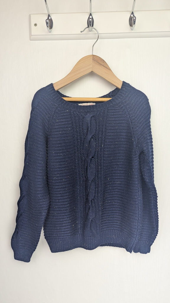 Lili Gaufrette Navy & Gold Cable Knit Jumper - Girls 8 Years Lili Gaufrette Used, Preloved, Preworn & Second Hand Baby, Kids & Children's Clothing UK Online. Cheap affordable. Brands including Next, Joules, Nutmeg Morrisons, TU, F&F, H&M.