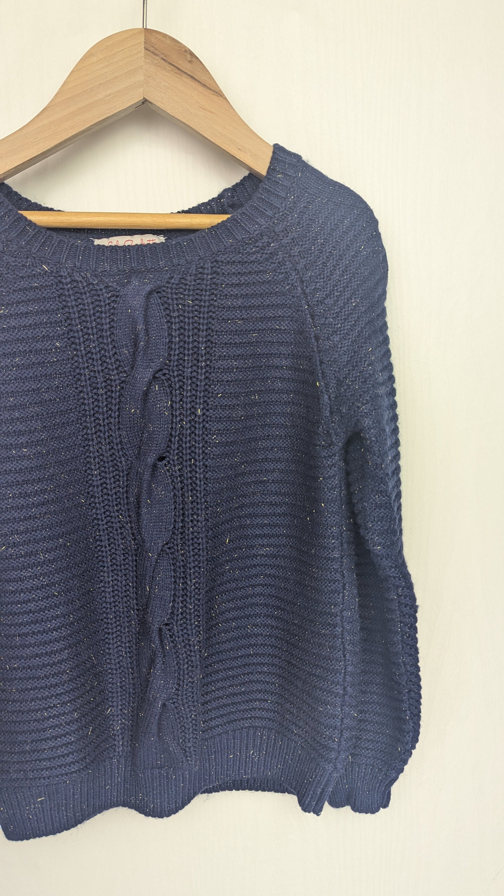 Lili Gaufrette Navy & Gold Cable Knit Jumper - Girls 8 Years - Little Ones Preloved. Second Hand Children's & Preloved Baby, Kids, Girls & Boys Clothes. UK online