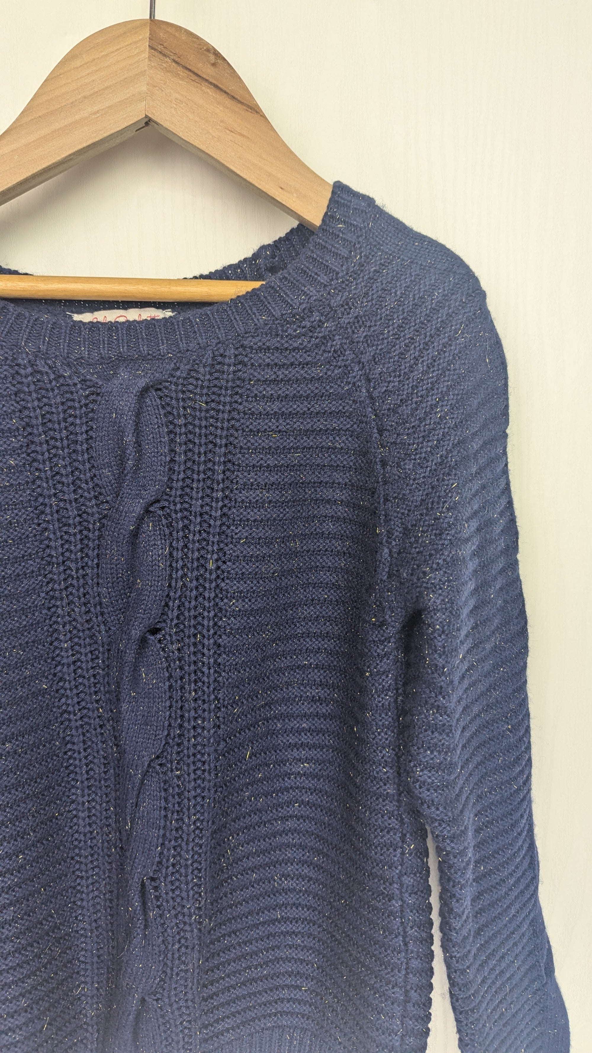 Lili Gaufrette Navy & Gold Cable Knit Jumper - Girls 8 Years - Little Ones Preloved. Second Hand Children's & Preloved Baby, Kids, Girls & Boys Clothes. UK online