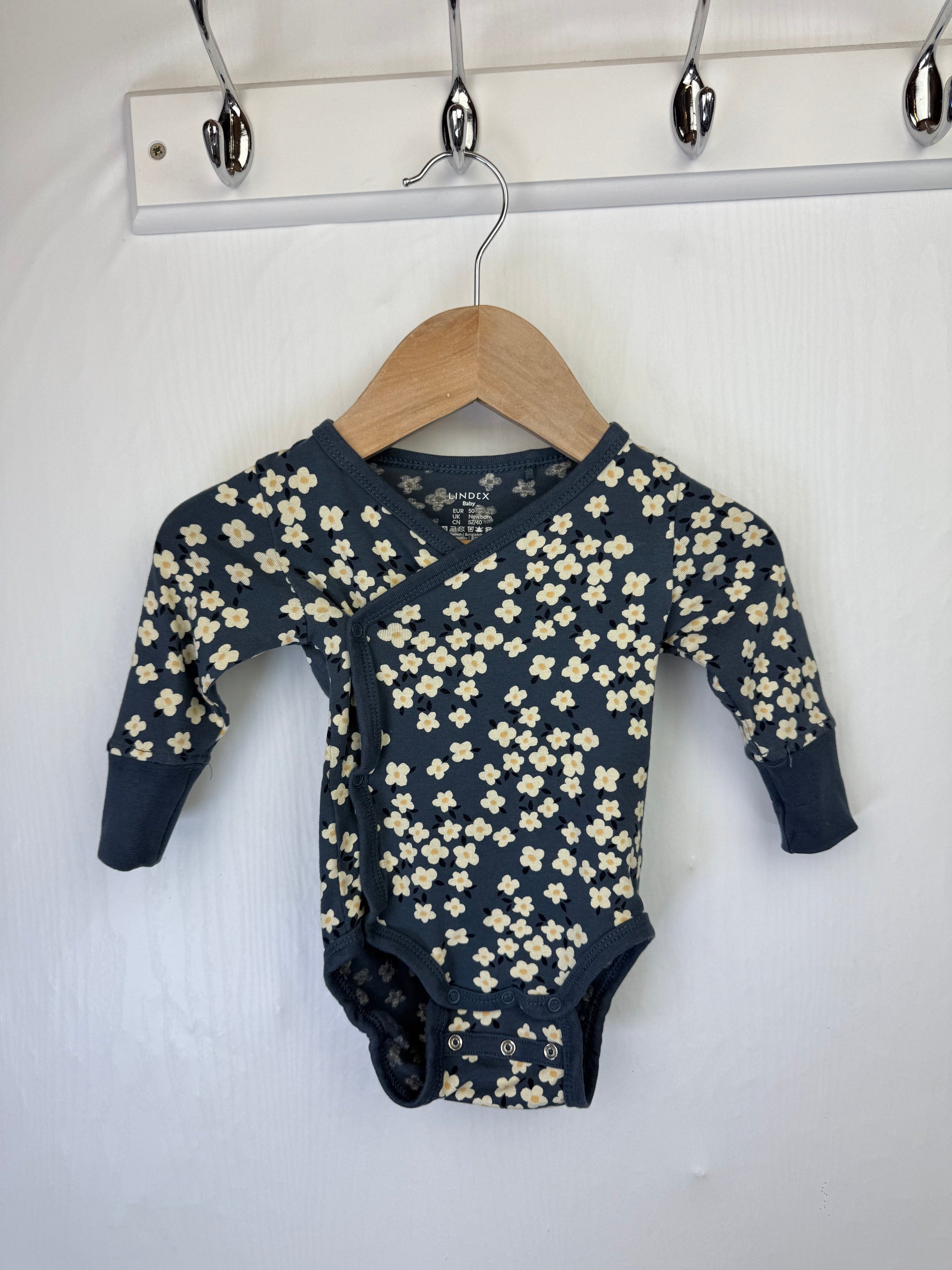 Lindex Floral Wrap Bodysuit - Baby Girls Newborn - Little Ones Preloved. Second Hand Children's & Preloved Baby, Kids, Girls & Boys Clothes. UK online