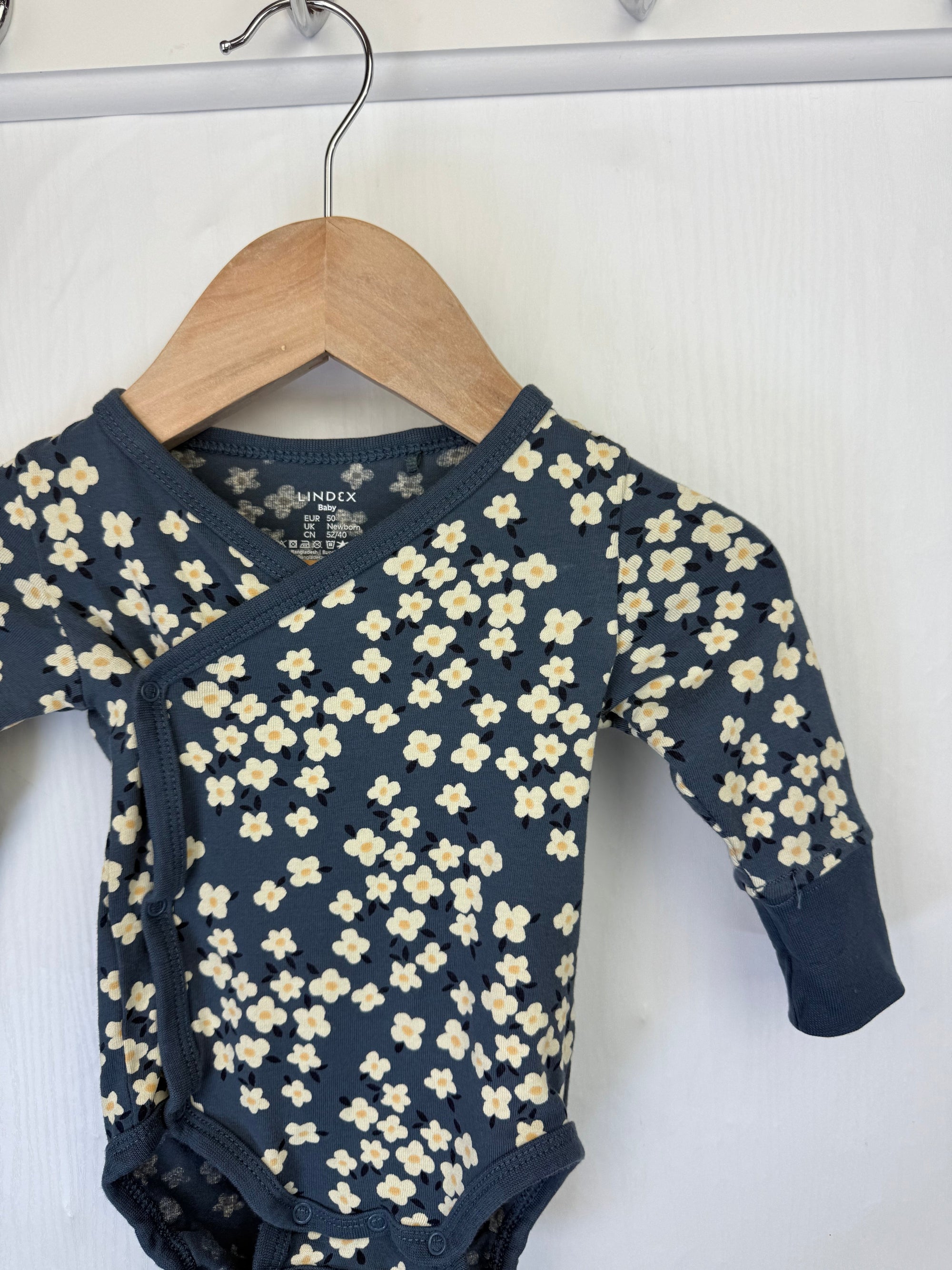 Lindex Floral Wrap Bodysuit - Baby Girls Newborn - Little Ones Preloved. Second Hand Children's & Preloved Baby, Kids, Girls & Boys Clothes. UK online