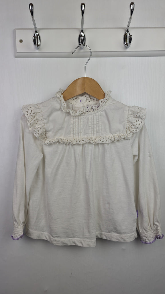 Little Bird White Ruffle Top - Girls 2-3 Years Little Ones Preloved Used, Preloved, Preworn & Second Hand Baby, Kids & Children's Clothing UK Online. Cheap affordable. Brands including Next, Joules, Nutmeg Morrisons, TU, F&F, H&M.