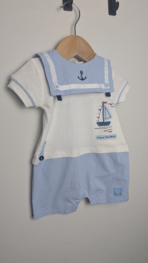 Little Fella Nautical Sailor Romper - Boys Newborn Little Ones Preloved Used, Preloved, Preworn & Second Hand Baby, Kids & Children's Clothing UK Online. Cheap affordable. Brands including Next, Joules, Nutmeg Morrisons, TU, F&F, H&M.