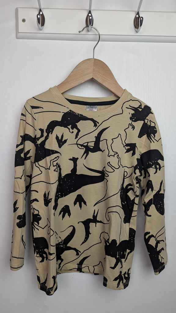 Little Kids Beige Dinosaur Long Sleeve Top - Boys 6-7 Years Little Ones Preloved Used, Preloved, Preworn Baby, Girls & Boys Clothes. Kids & Children's second hand Clothing UK Online. Cheap affordable. Brands including Next, Joules, Nutmeg Morrisons, TU, F&F, H&M.