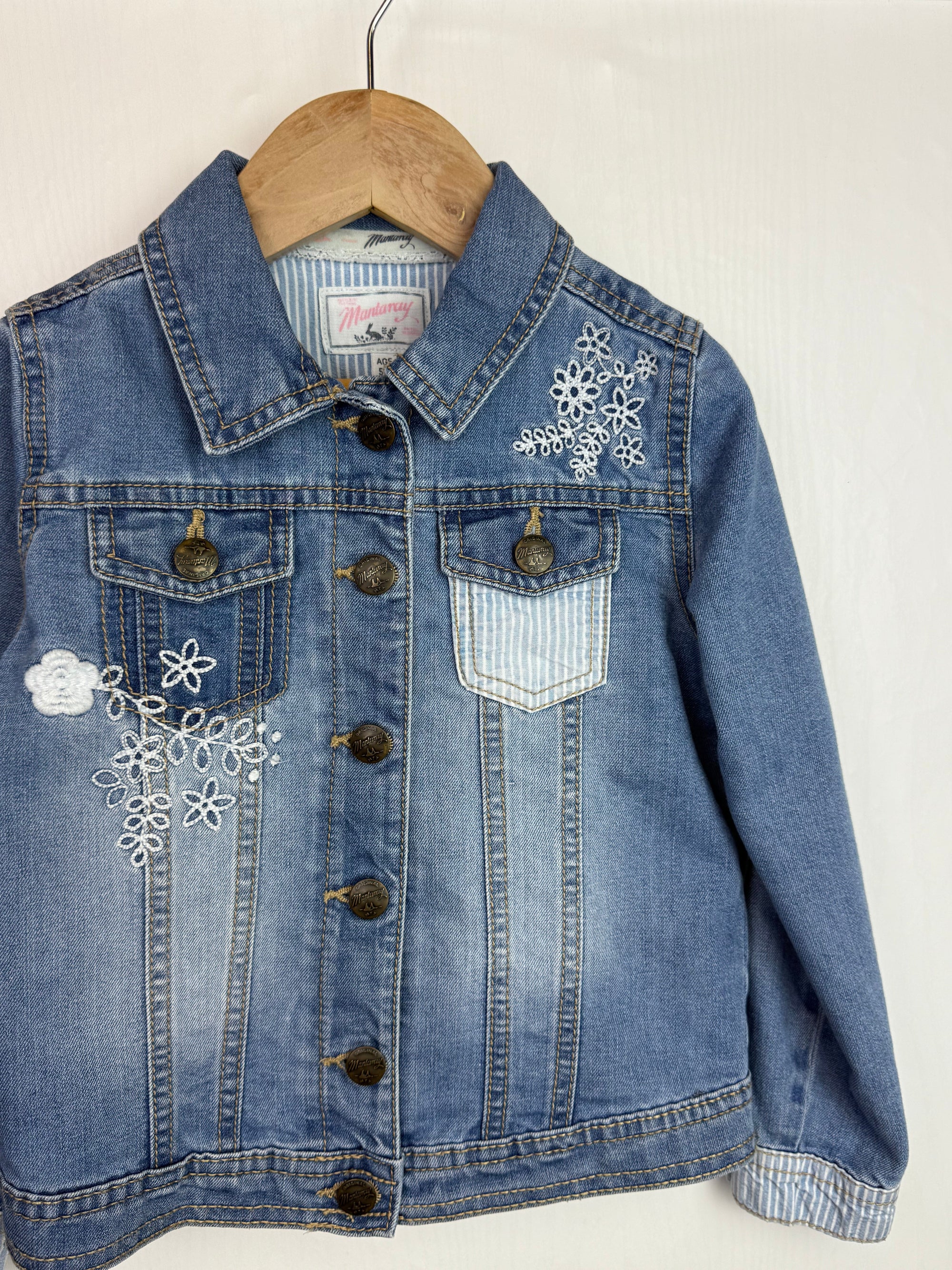 Mantaray Floral Denim Jacket - Girls 5 - 6 Years - Little Ones Preloved. Second Hand Children's & Preloved Baby, Kids, Girls & Boys Clothes. UK online