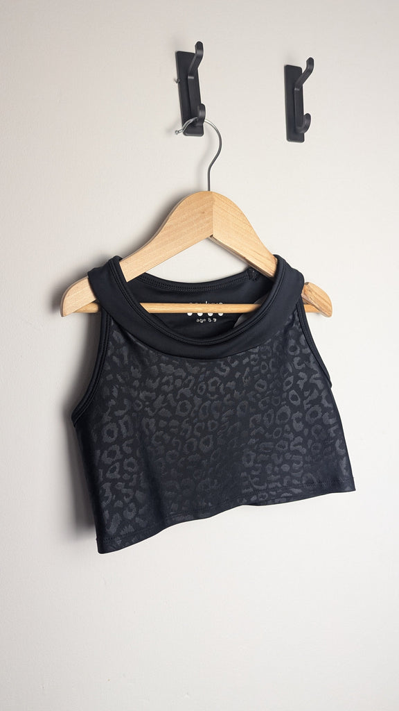 Matalan Black Animal Print Gym Top - Girls 8-9 Years Little Ones Preloved Used, Preloved, Preworn Baby, Girls & Boys Clothes. Kids & Children's second hand Clothing UK Online. Cheap affordable. Brands including Next, Joules, Nutmeg Morrisons, TU, F&F, H&M.