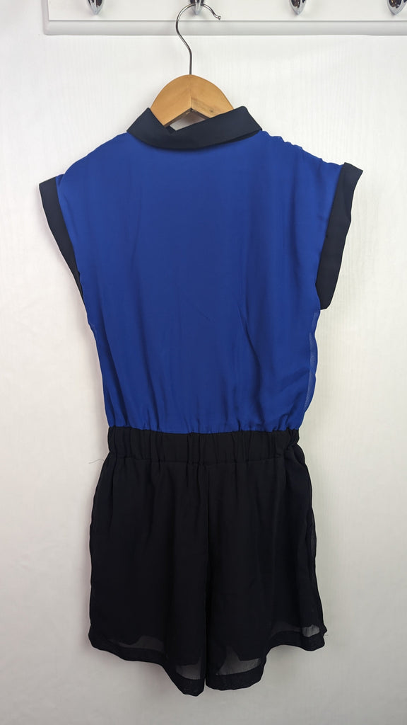 Matalan Black & Blue Playsuit - Girls 8-9 Years Matalan Used, Preloved, Preworn & Second Hand Baby, Kids & Children's Clothing UK Online. Cheap affordable. Brands including Next, Joules, Nutmeg Morrisons, TU, F&F, H&M.