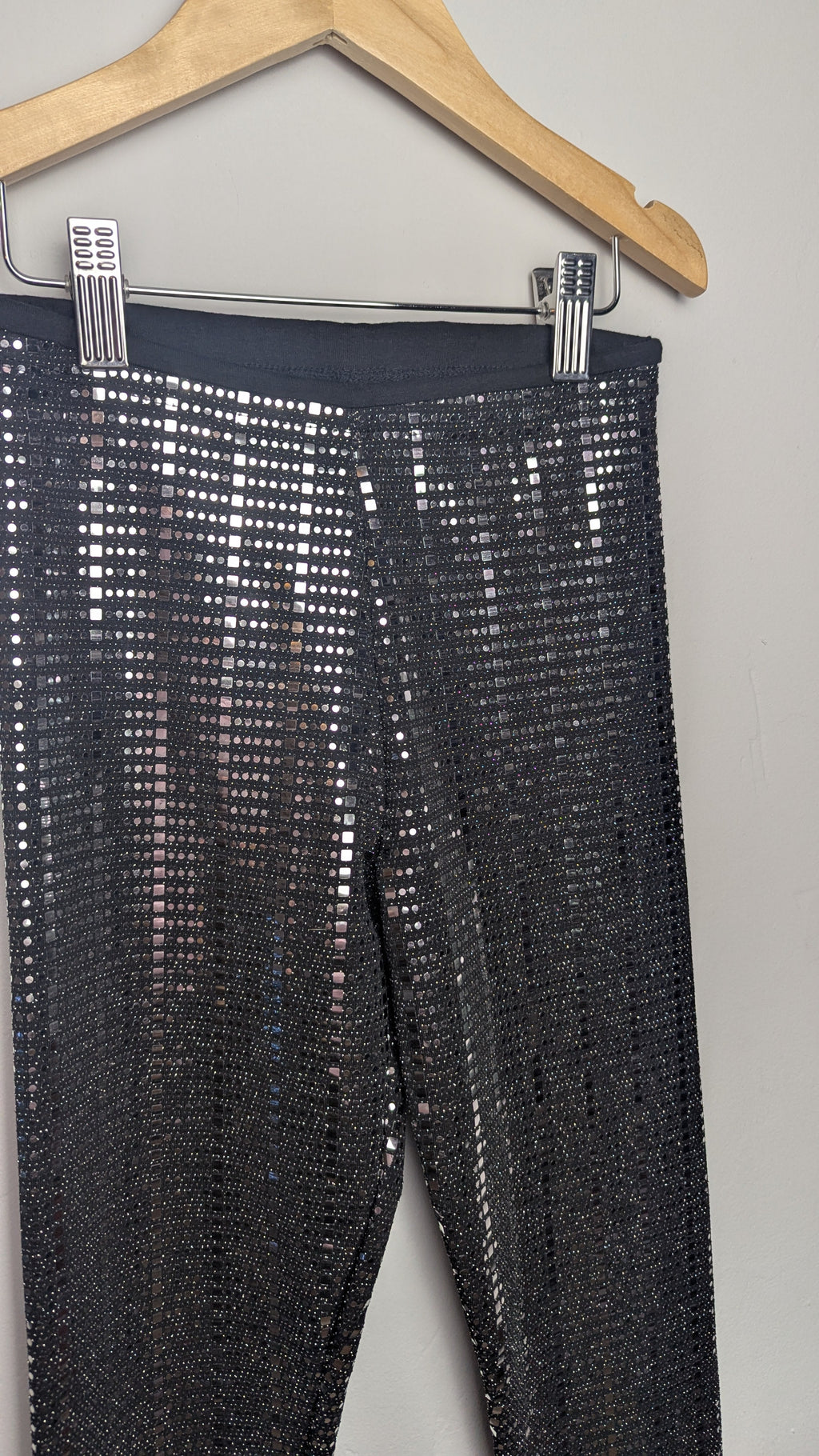 Matalan Black & Silver Party Leggings - Girls 9 Years - Little Ones Preloved. Second Hand Children's & Preloved Baby, Kids, Girls & Boys Clothes. UK online
