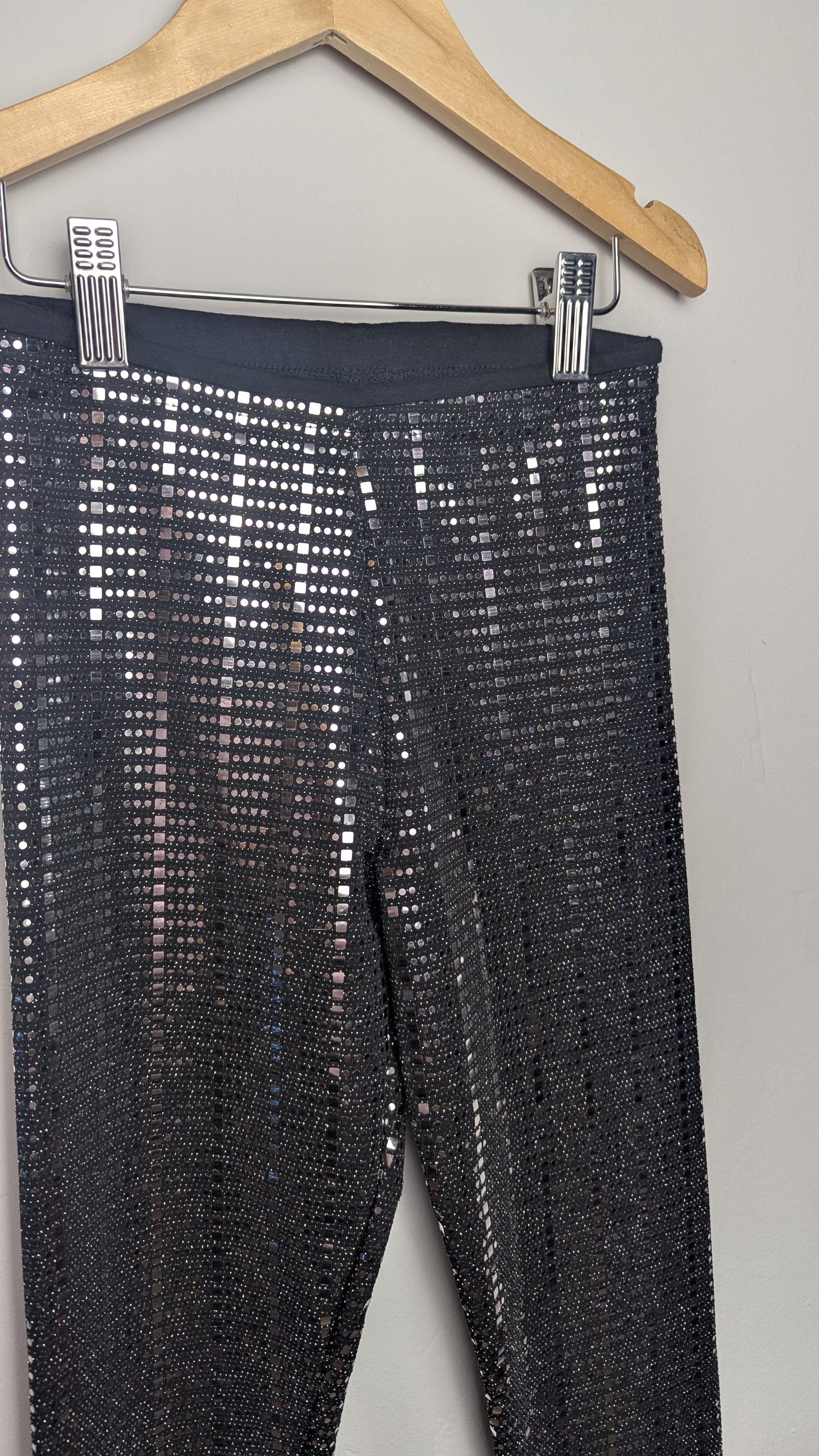 Matalan Black & Silver Party Leggings - Girls 9 Years - Little Ones Preloved. Second Hand Children's & Preloved Baby, Kids, Girls & Boys Clothes. UK online