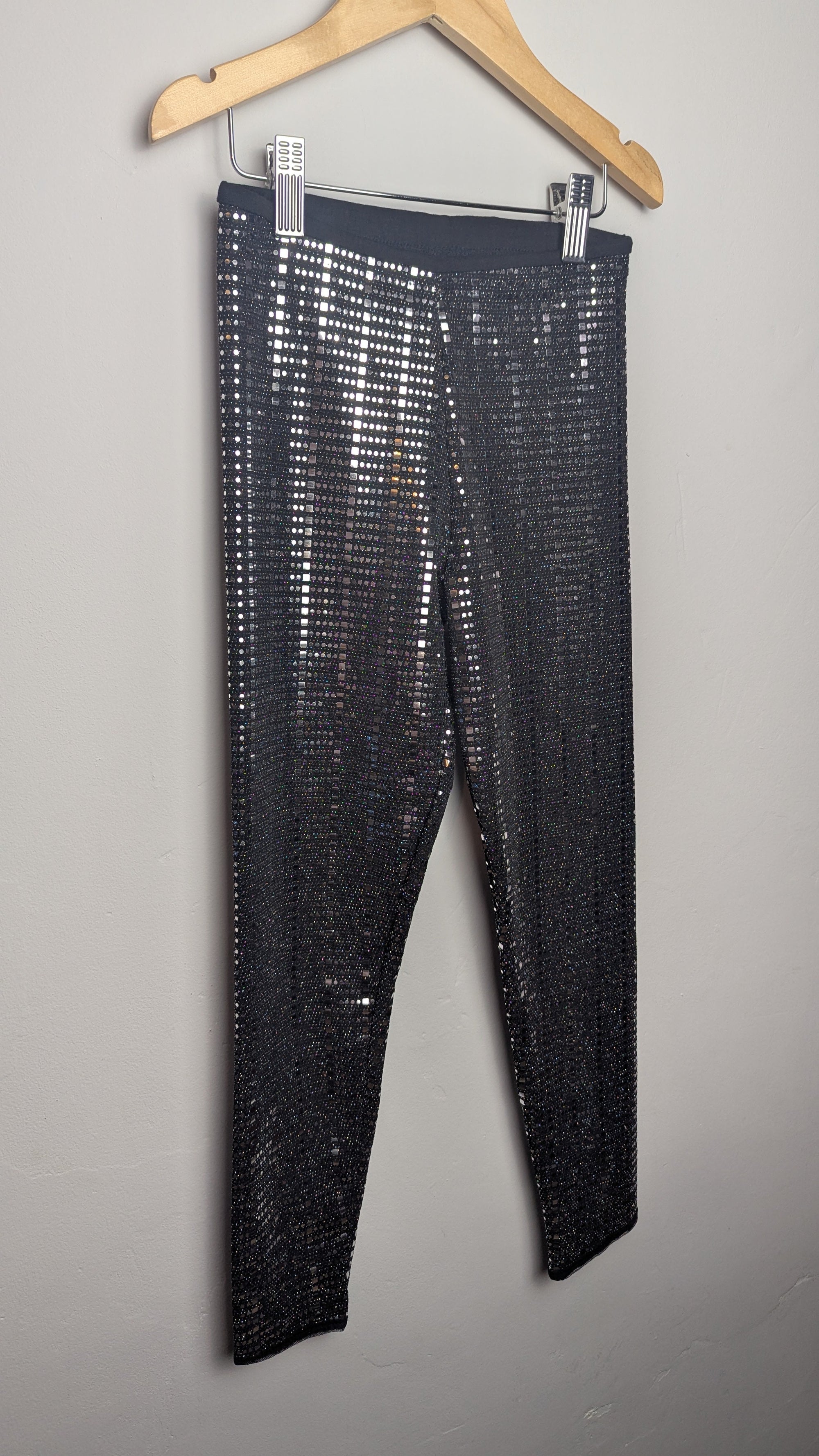 Matalan Black & Silver Party Leggings - Girls 9 Years - Little Ones Preloved. Second Hand Children's & Preloved Baby, Kids, Girls & Boys Clothes. UK online