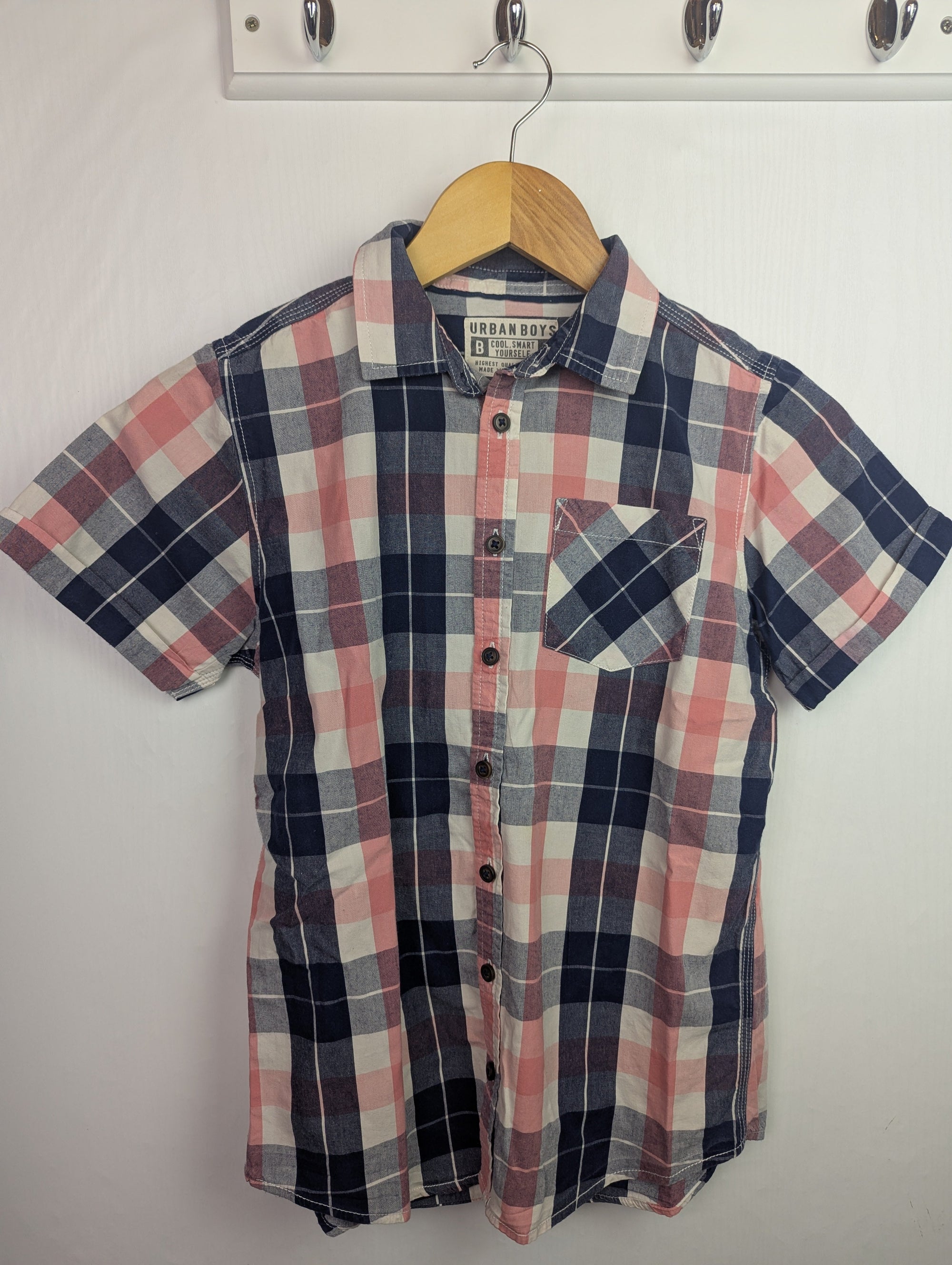 Matalan Blue & Pink Plaid Shirt - Boys 12 Years - Little Ones Preloved. Second Hand Children's & Preloved Baby, Kids, Girls & Boys Clothes. UK online