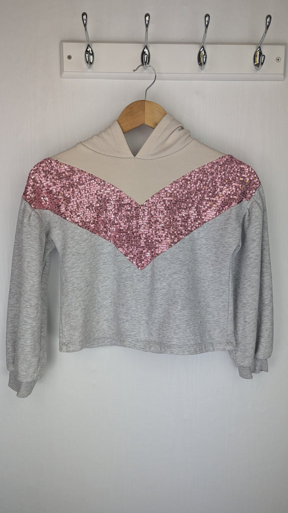 Matalan Grey & pink sequin crop jumper - Girls 10 Years Matalan Used, Preloved, Preworn Baby, Girls & Boys Clothes. Kids & Children's second hand Clothing UK Online. Cheap affordable. Brands including Next, Joules, Nutmeg Morrisons, TU, F&F, H&M.