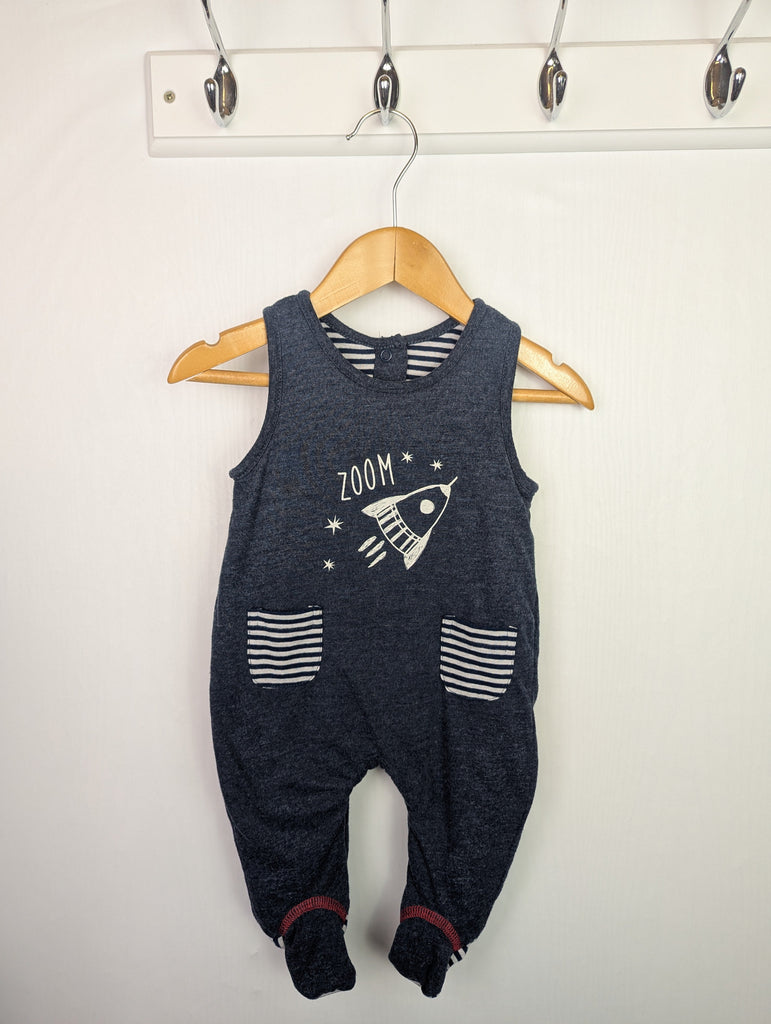 Matalan Grey Rocket Romper - Boys Newborn Little Ones Preloved Used, Preloved, Preworn Baby, Girls & Boys Clothes. Kids & Children's second hand Clothing UK Online. Cheap affordable. Brands including Next, Joules, Nutmeg Morrisons, TU, F&F, H&M.