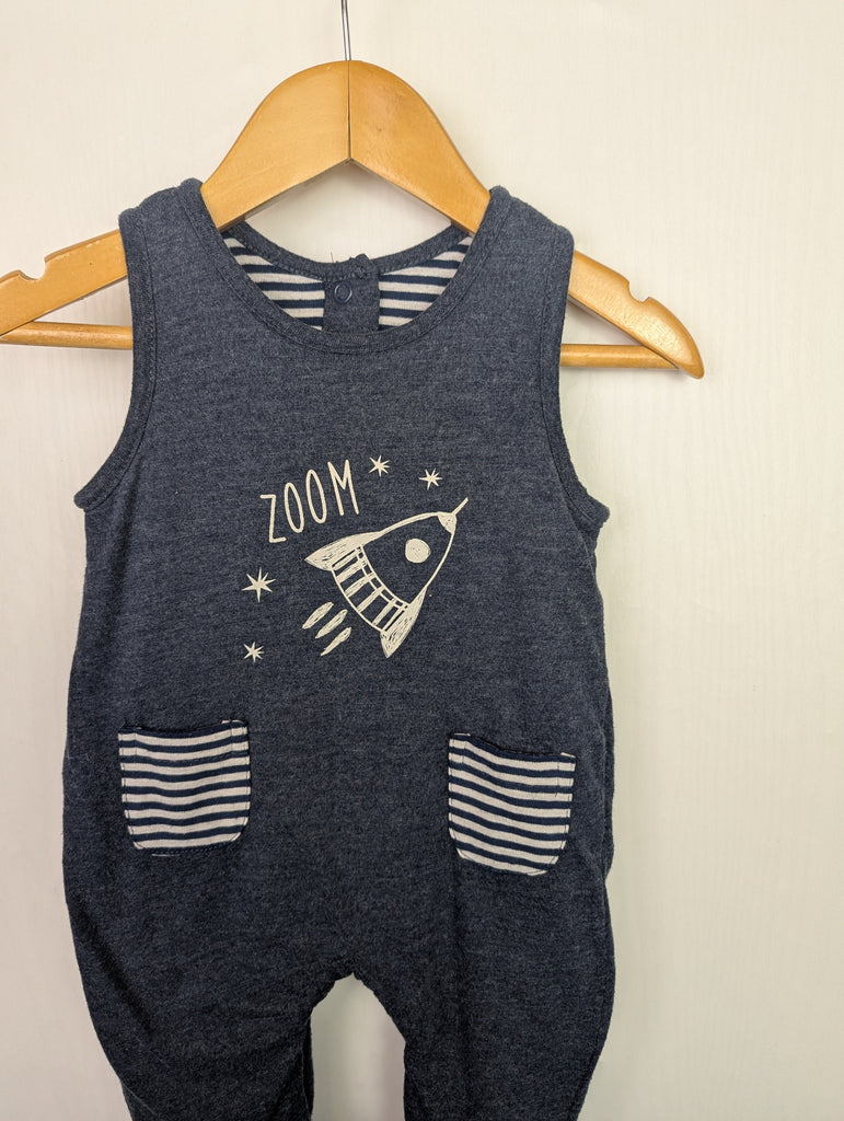 Matalan Grey Rocket Romper - Boys Newborn Little Ones Preloved Used, Preloved, Preworn Baby, Girls & Boys Clothes. Kids & Children's second hand Clothing UK Online. Cheap affordable. Brands including Next, Joules, Nutmeg Morrisons, TU, F&F, H&M.