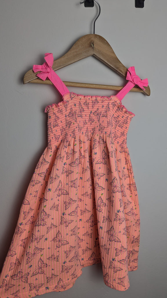 Matalan Pink & Orange Butterfly Dress - Girls 2-3 Years Little Ones Preloved Used, Preloved, Preworn & Second Hand Baby, Kids & Children's Clothing UK Online. Cheap affordable. Brands including Next, Joules, Nutmeg Morrisons, TU, F&F, H&M.