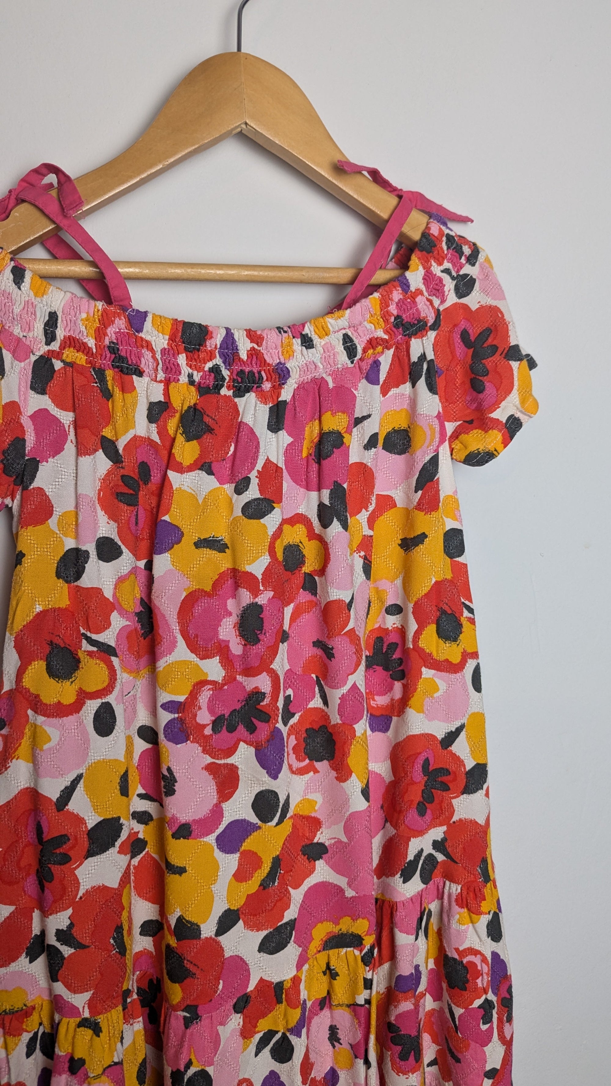Matalan Pink & Purple Floral Cold Shoulder Dress - Girls 5 Years - Little Ones Preloved. Second Hand Children's & Preloved Baby, Kids, Girls & Boys Clothes. UK online